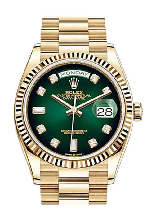 rolex day date green ombre|Rolex Day-Date yellow gold.